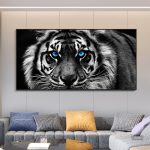 Tableau décoratif de tigre en monochrome