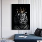Tableau Tigre Roi et sa Couronne en style moderne