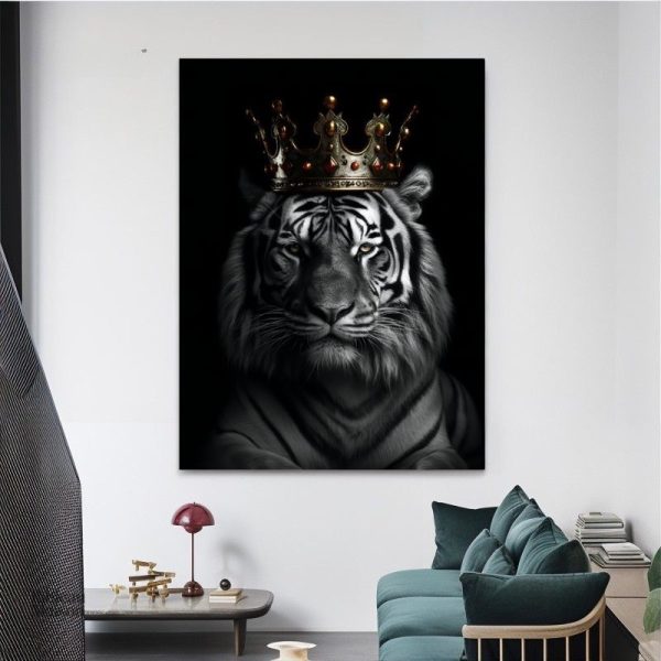 Art moderne avec un tigre majestueux et sa couronne