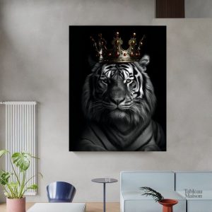 Tableau représentant un tigre royal sur fond artistique