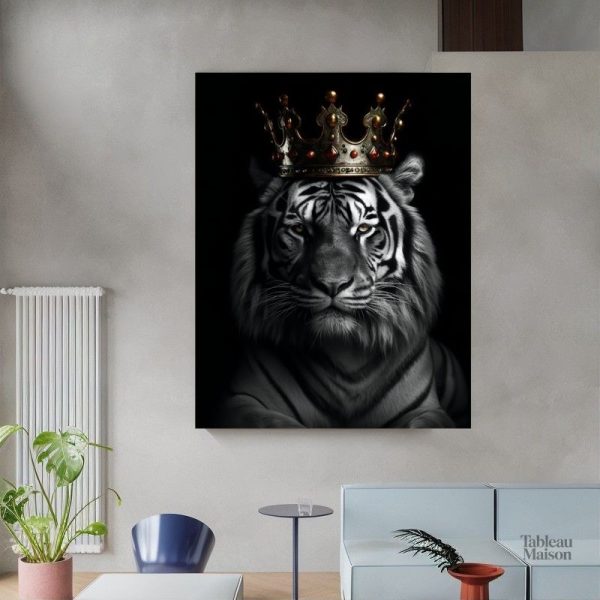 Tableau représentant un tigre royal sur fond artistique