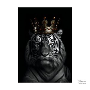 Œuvre d'art moderne illustrant un tigre avec couronne