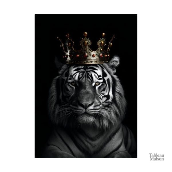 Œuvre d'art moderne illustrant un tigre avec couronne