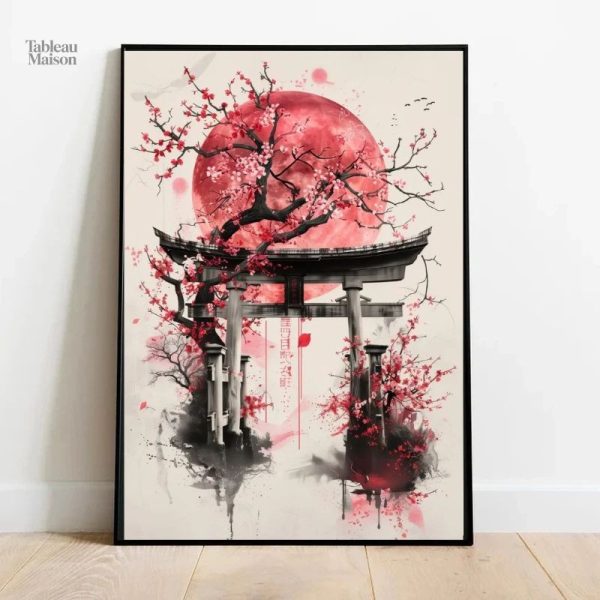 Art mural japonais avec motif Torii