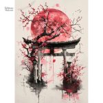 Représentation artistique d'un portail Torii japonais