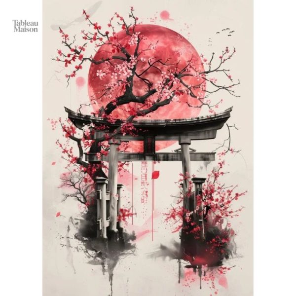 Représentation artistique d'un portail Torii japonais