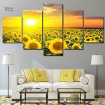 Tableau champ de Tournesols vibrant et coloré