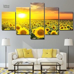 Tableau champ de Tournesols vibrant et coloré