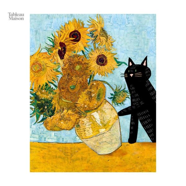Œuvre inspirée par Van Gogh, featuring un chat