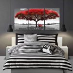 Tableau triptyque représentant un arbre de vie coloré