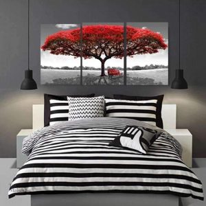 Tableau triptyque représentant un arbre de vie coloré
