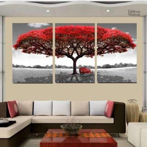 Décoration murale arbre de vie en triptyque artistique