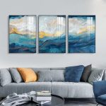 Décoration murale triptyque dans des nuances de bleu