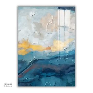 Tableau moderne triptyque, esthétique bleue apaisante
