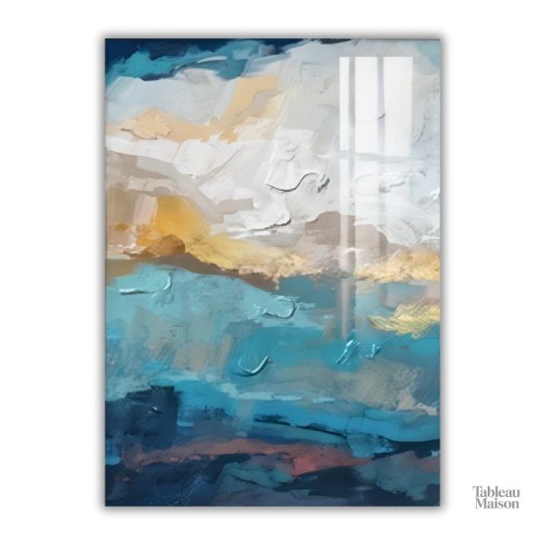 Art mural triptyque, design contemporain en bleu