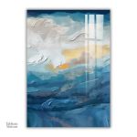 Tableau triptyque, ambiance calme avec couleurs bleues