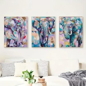 Art mural éléphant en triptyque pour une décoration unique