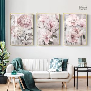 Tableau Triptyque Fleurs en couleurs vives