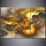 Tableau artistique avec nuages gris et jaunes apaisants
