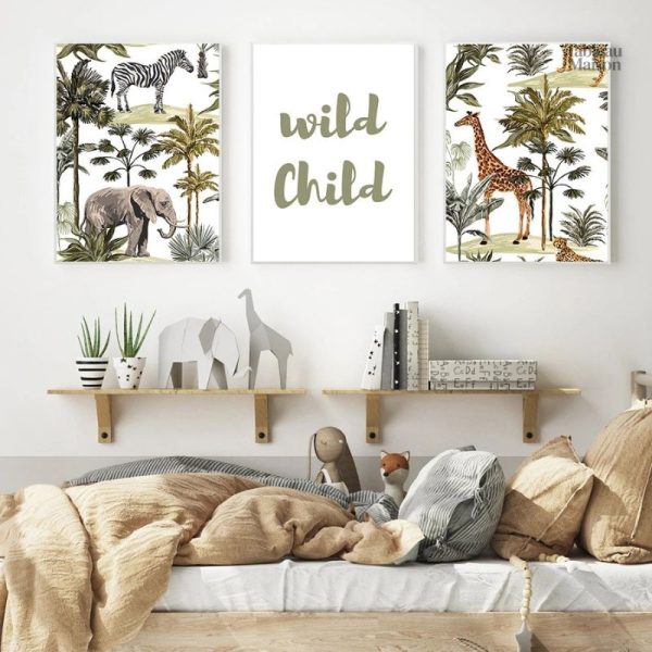 Tableau triptyque Jungle, illustration de la nature luxuriante