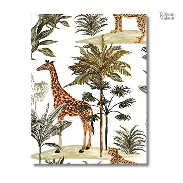 Tableau triptyque avec motifs de jungle, décor moderne