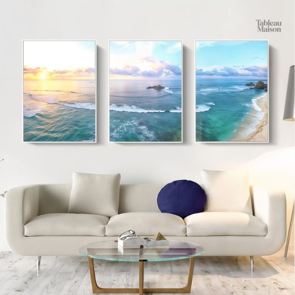 Art mural triptyque sur le thème maritime