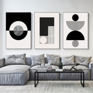 Tableau triptyque noir et blanc moderne