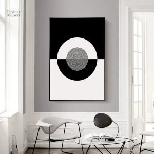 Art mural en noir et blanc, style triptyque