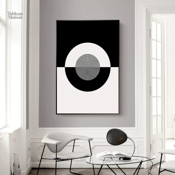 Art mural en noir et blanc, style triptyque