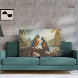 Tableau perroquet tropical coloré pour décoration intérieure