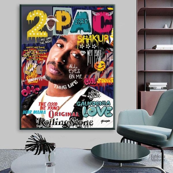 Tableau graphique de Tupac en style urbain