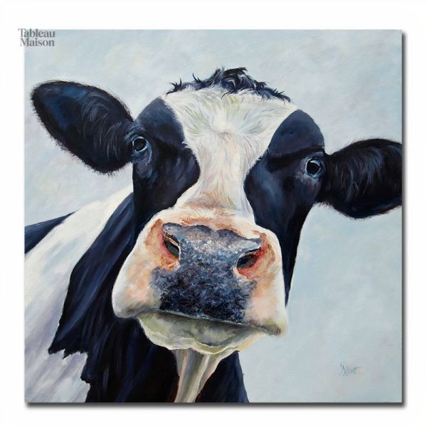 Tableau animalier mettant en valeur une vache à lait charmante
