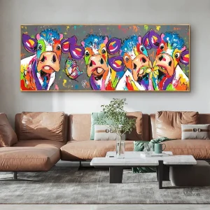 Tableau coloré représentant une vache artistique