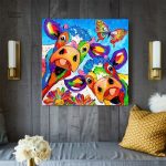 Tableau artistique représentant une vache colorée