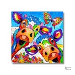 Oeuvre d'art vache aux teintes vibrantes et modernes