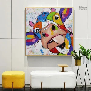 Tableau artistique de vache dans un style pop vibrant