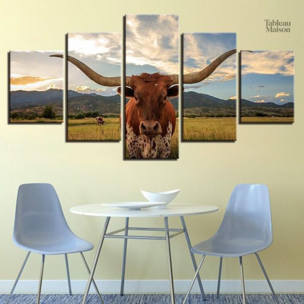 Tableau moderne avec motif de tête de longhorn texan