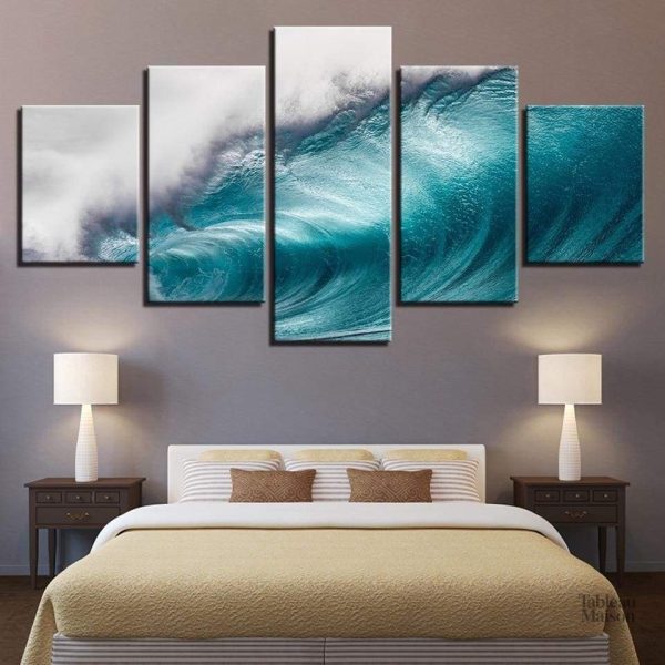 Tableau artistique représentant des vagues apaisantes