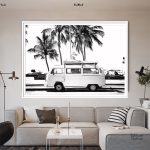 Tableau noir et blanc d'une voiture emblématique