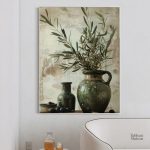 Tableau nature : vase et olivier méditerranéen