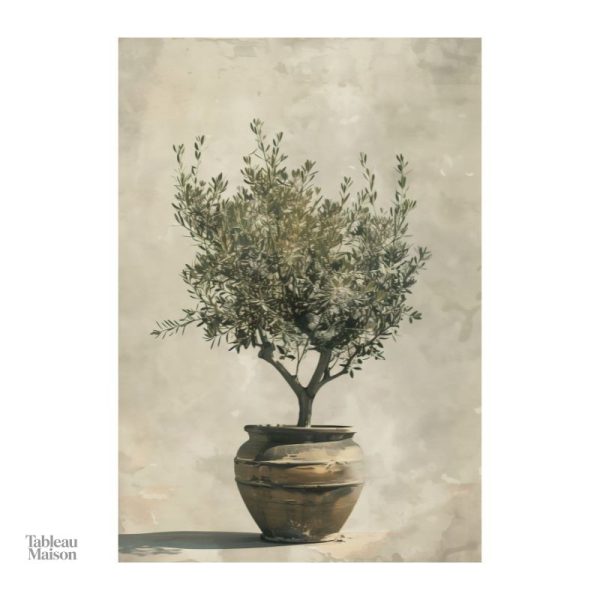 Tableau décoratif : nature, vase et olivier