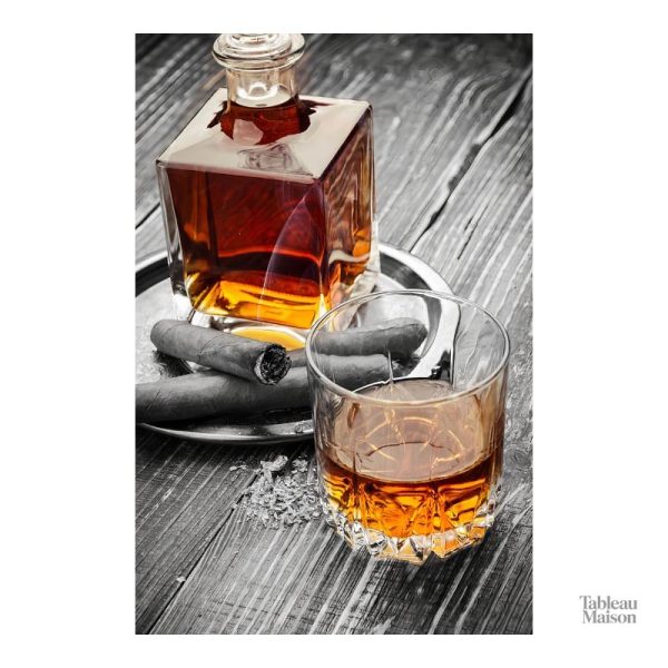 Tableau décoratif verre de whisky, idéal pour une cave à vin