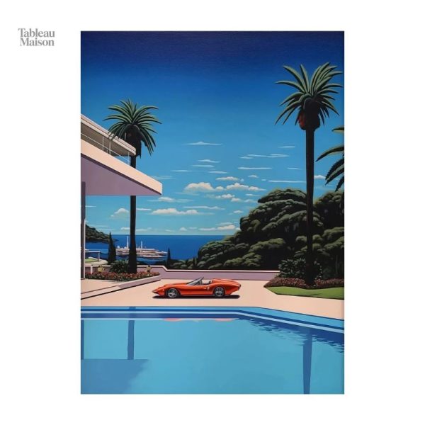 Tableau évoquant la sérénité d'une villa au bord de l'eau