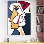 Tableau visage cubisme, art abstrait moderne