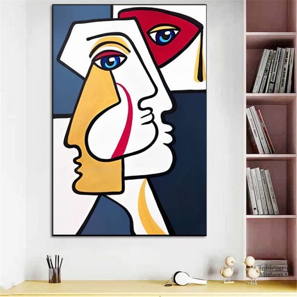 Tableau visage cubisme, art abstrait moderne