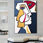 Illustration cubiste d'un visage dans des tons vifs