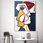 Tableau abstrait inspiré du cubisme, design contemporain