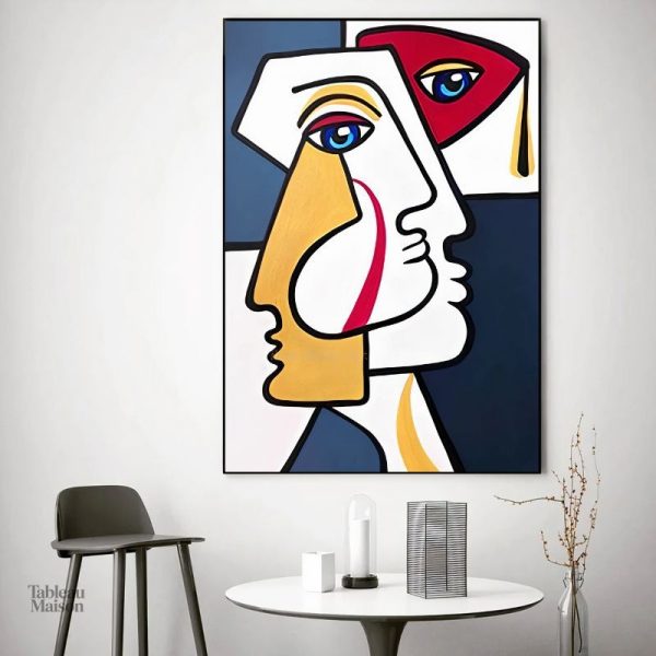 Tableau abstrait inspiré du cubisme, design contemporain
