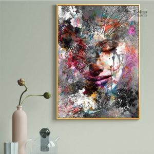 Tableau abstrait de visage féminin