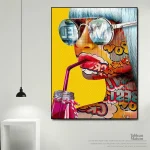 Tableau pop art visage femme coloré